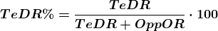 \boldsymbol{TeDR\%=\frac{TeDR}{TeDR+OppOR}\cdot 100}